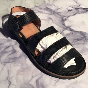 Robert Clergerie Black Leather Sandals 37.5 / 7.5